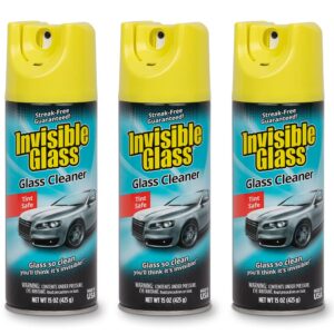 invisible glass 91163-3pk 15-ounce cleaner for auto and home for a streak-free shine, deep-cleaning foaming action, safe for tinted and non-tinted windows, ammonia free foam glass cleaner, pack of 3