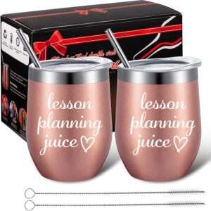 2 pack funny teacher gift sippy cup lesson planning juice personalized christmas thanksgiving teacher appreciation gift for professor teaching assistant, 12 oz wine tumbler