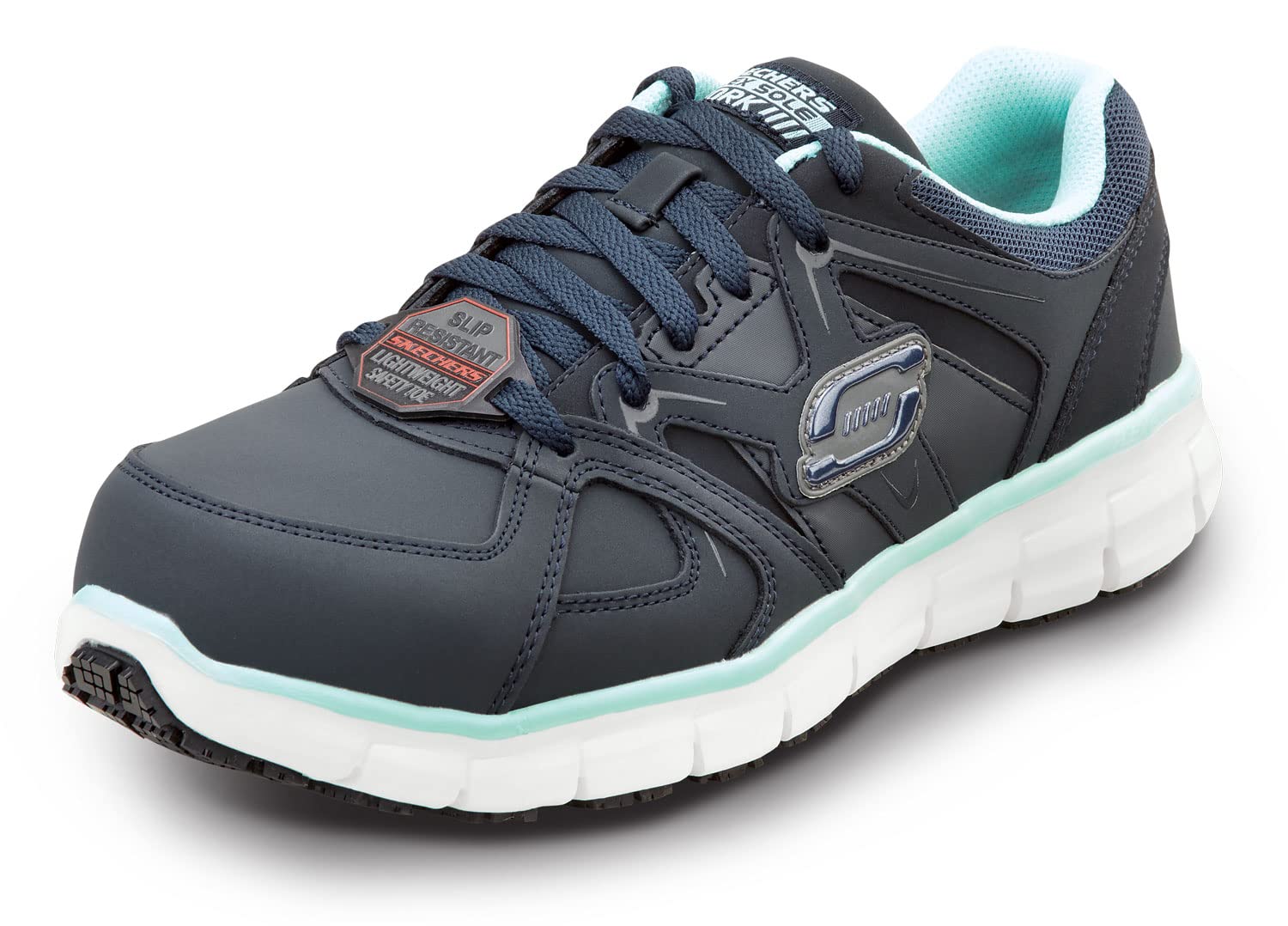 Skechers Work Jackie - Women's, Navy/Aqua, Aluminum Alloy Toe, EH, Athletic (9.0 M)