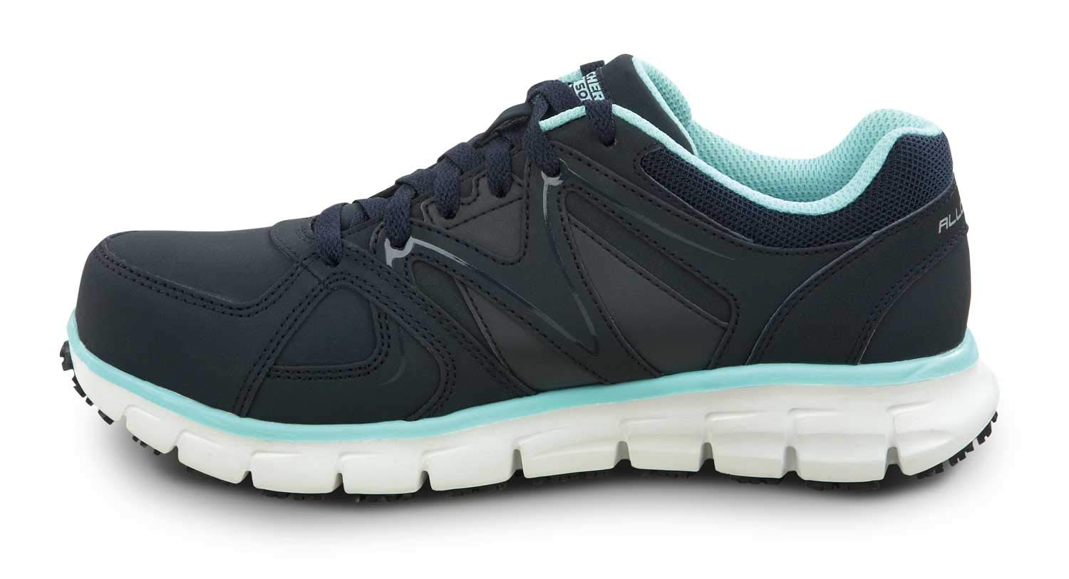 Skechers Work Jackie - Women's, Navy/Aqua, Aluminum Alloy Toe, EH, Athletic (9.0 M)