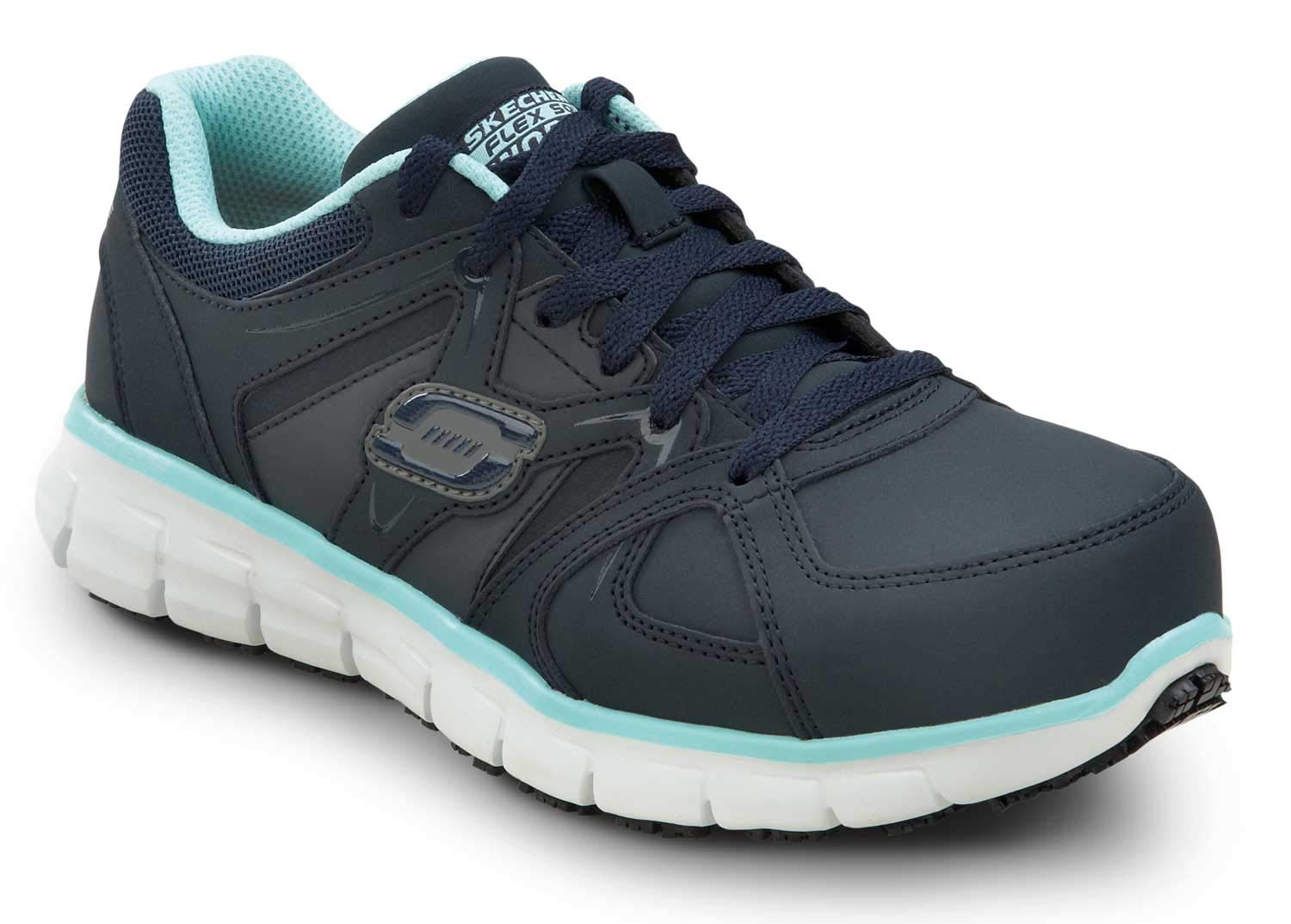 Skechers Work Jackie - Women's, Navy/Aqua, Aluminum Alloy Toe, EH, Athletic (9.0 M)