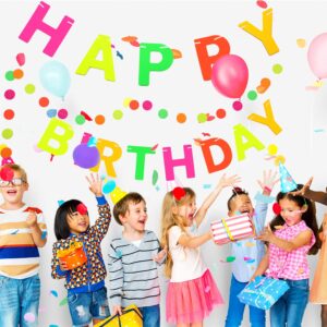 Neon Happy Birthday Banner, Glow in the Dark Birthday Banner Rainbow Neon Sign Black Light Party Supplies and Decorations for Kids Adults