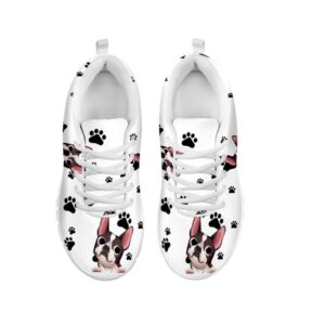 HUGS IDEA Athletic Go Easy Walking Lace-up Sneakers for Women Girls Novelty Boston Terrier Design Running Jogging Casual DailyShoes