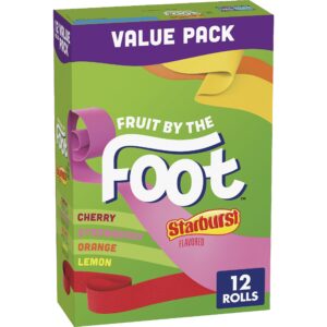 fruit by the foot fruit flavored snacks, starburst, variety pack, 12 ct