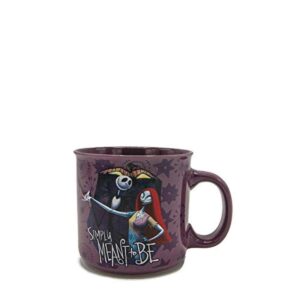 silver buffalo disney nightmare before christmas simply meant to be jack and sally ceramic camper style mug, 20 ounces