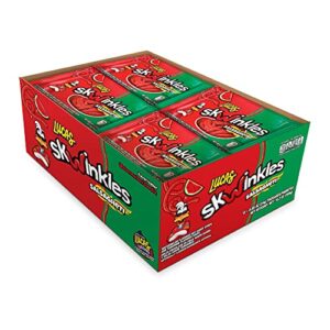 lucas salsagheti watermelon flavored hot candy strips and tamarind flavored sauce, 0.84 oz - 12 pieces pack for treats, snack, parties, piñatas,0.85 ounce (pack of 12)