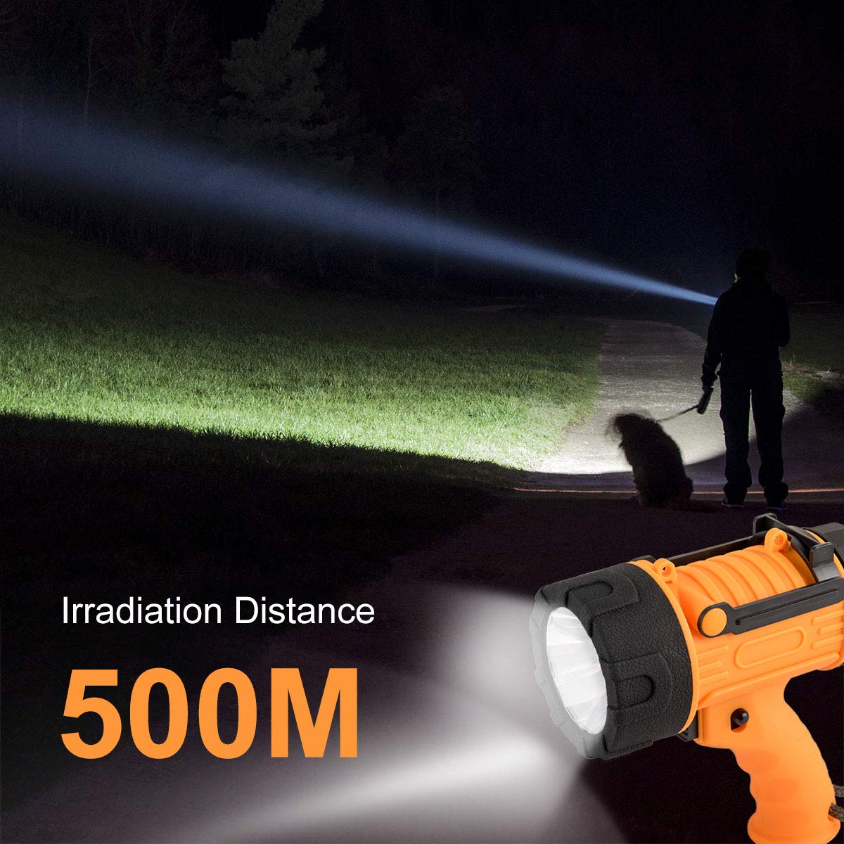 YIERBLUE Rechargeable Spotlight,Handheld Rechargeable Spotlight 18W Waterproof Flashlight, Super Bright 100000 Lumens LED,10000mAh 20h Ultra-Long Standby,Ideal Spotlight for Boating, Camping…