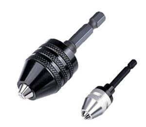aiyun drill chuck adapter - 2pcs drill chuck for impact driver, drill bit adapter keyless chuck (0.6-8mm,0.3-3.6mm)