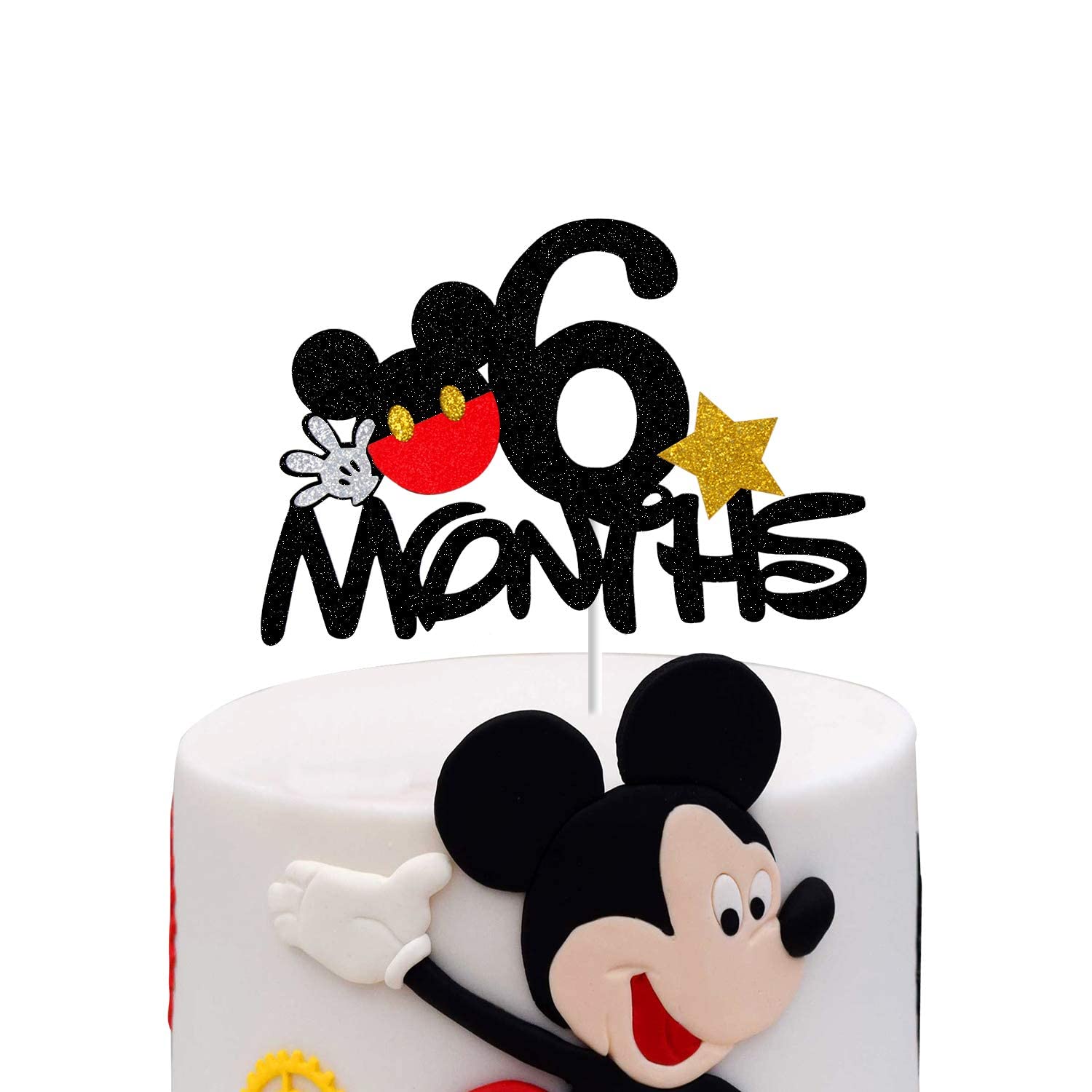 Ayaoch Mouse 6 Months Cake Topper,Mouse 1/2 Half Birthday Party Decorations, Happy 6 Months Cake Topper,Pregnancy Party Cake Decor.