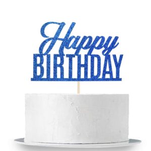 innoru blue glitter happy birthday cake topper, anniversary party, birthday sign cake topper, adults children teenager birthday party cake decoration supplies