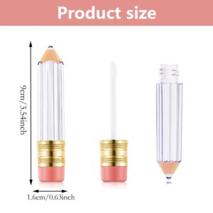 Blulu 24 Pcs 5 ml Pencil Lip Gloss Tube Containers Bulk Cute Empty Pencil Shaped Lipgloss Lip Balm Bottles Clear Refillable Lip Gloss Tube for Teacher's Presents Gifts Women Girls DIY Cosmetics