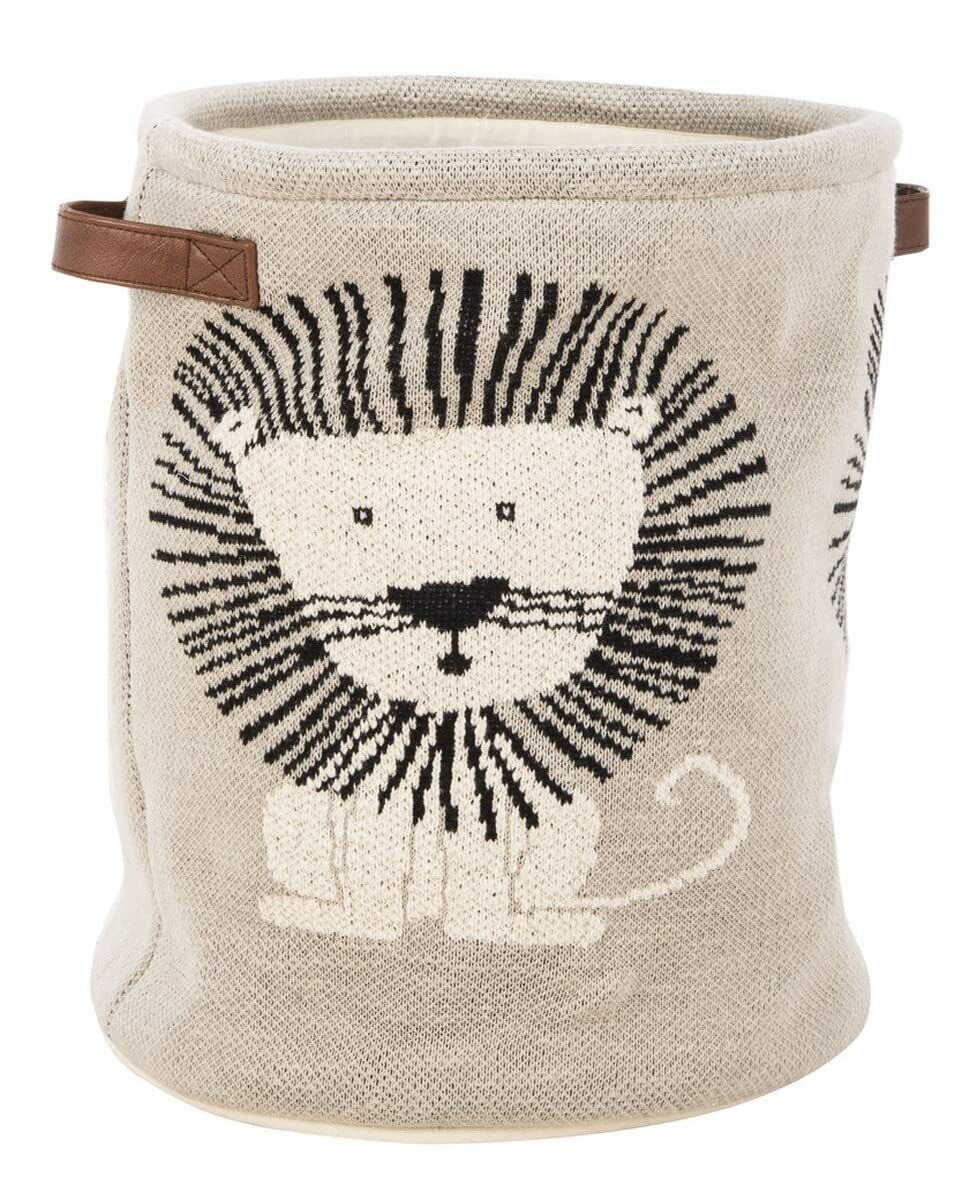 Safavieh Baby Collection Dandy Lion Grey and Black Cotton Handles Storage Basket