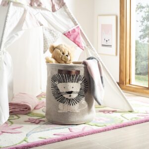 Safavieh Baby Collection Dandy Lion Grey and Black Cotton Handles Storage Basket