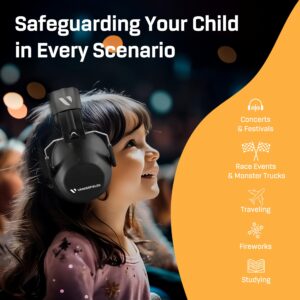 Vanderfields Kids Ear Protection - Age 3-16 - 26dB - Noise Canceling Headphones Kids - Ear Muffs for Kids - Kids Noise Cancelling Headphones - Earmuffs for Autism, Boys, Girls, Toddlers & Children