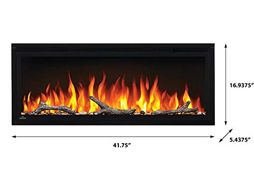Napoleon Entice 42 - NEFL42CFH - Wall Hanging Electric Fireplace, 42-in, Black, Glass Front, Glass Crystal Ember Bed, 3 Flame Colors, Remote Included