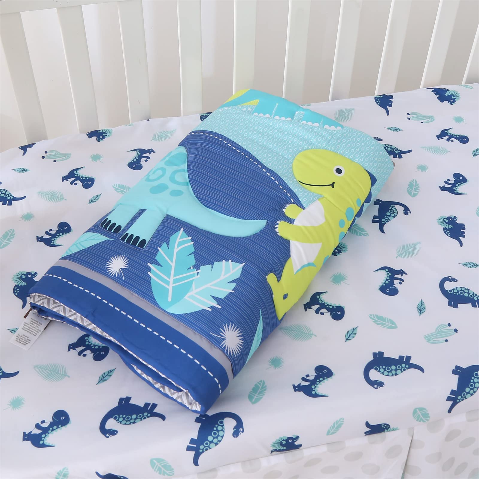 Wowelife Crib Bedding Set for Boys and Girls Blue, Premium 3-Piece Baby Bedding Set Dinosaurs, Nursery Crib Set, Breathable and Soft for Baby