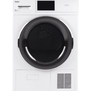 Haier QFT15ESSNWW 24" Ventless Condenser Frontload Electric Dryer with 4.1 cu. ft. Capacity 16 Cycles Auto-Sensing Moisture Sensor Reversible Doors in White