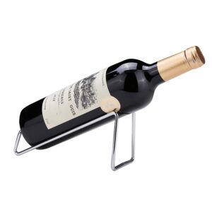 metal wine rack freestanding -tabletop wine rack holder - countertop wine bottle holder - geometric design for table top wine bottle storage rack,perfect wine holder stand (silvery)