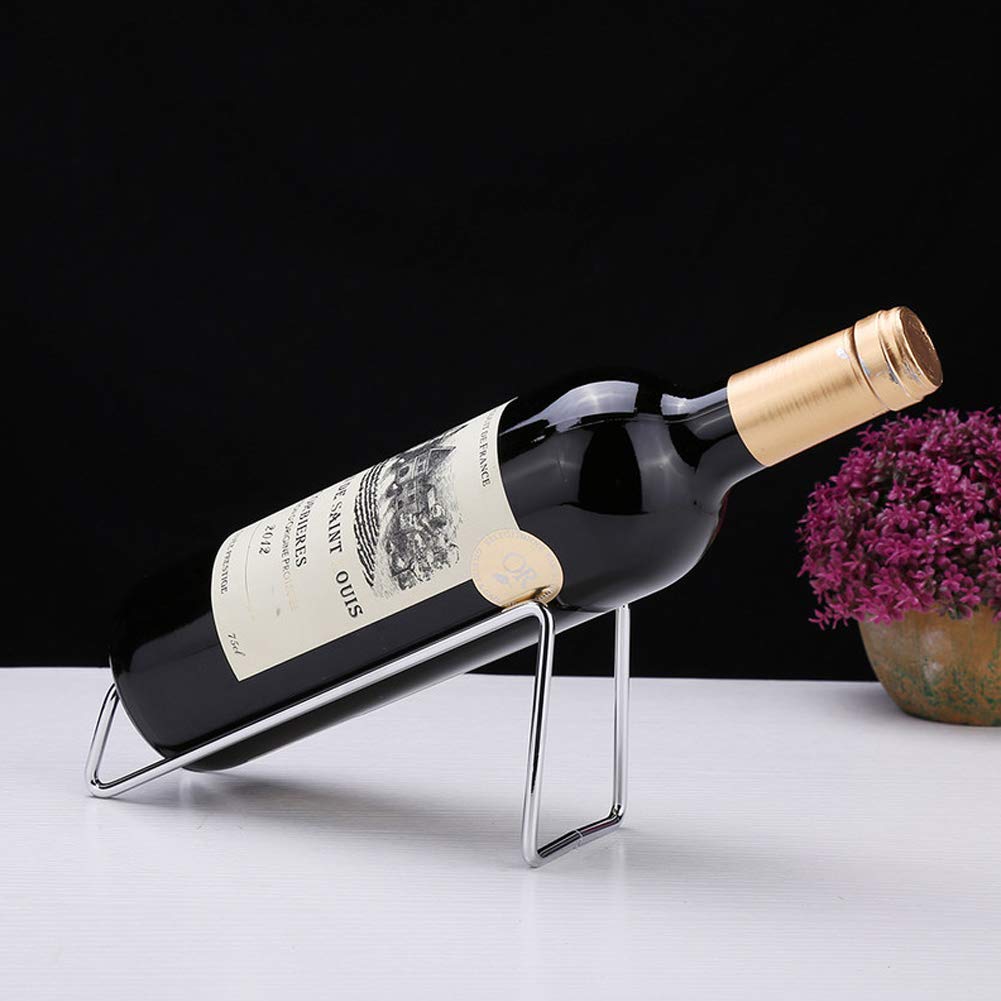 Metal Wine Rack Freestanding -Tabletop Wine Rack Holder - Countertop Wine Bottle Holder - Geometric Design for Table Top Wine Bottle Storage Rack,Perfect Wine Holder Stand (Silvery)