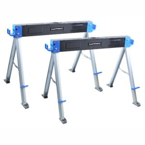 kastforce folding sawhorse 2200 lb /1000kg capacity heavy duty jobsite table stand with folding legs twin pack kf3005