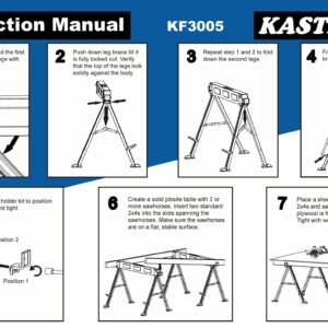 KASTFORCE Folding Sawhorse 2200 lb /1000kg capacity Heavy Duty Jobsite Table Stand with Folding Legs Twin Pack KF3005