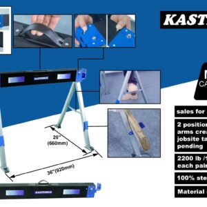 KASTFORCE Folding Sawhorse 2200 lb /1000kg capacity Heavy Duty Jobsite Table Stand with Folding Legs Twin Pack KF3005