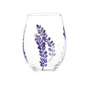 lavender flower stemless wine glass - perfect mother's day gift - birthday gift for mom, sister, friends - spring wine glass purple lavender flower