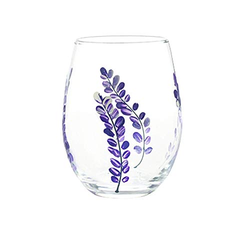 Lavender Flower Stemless Wine Glass - Perfect Mother's Day Gift - Birthday Gift for Mom, Sister, Friends - Spring Wine Glass Purple Lavender Flower