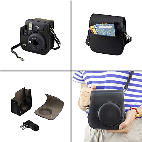 Fujifilm Instax Mini 11 Instant Camera - Charcoal Grey (16654786) + Fujifilm Instax Mini Twin Pack Instant Film (16437396) + Single Pack Rainbow Film + Case + Travel Stickers