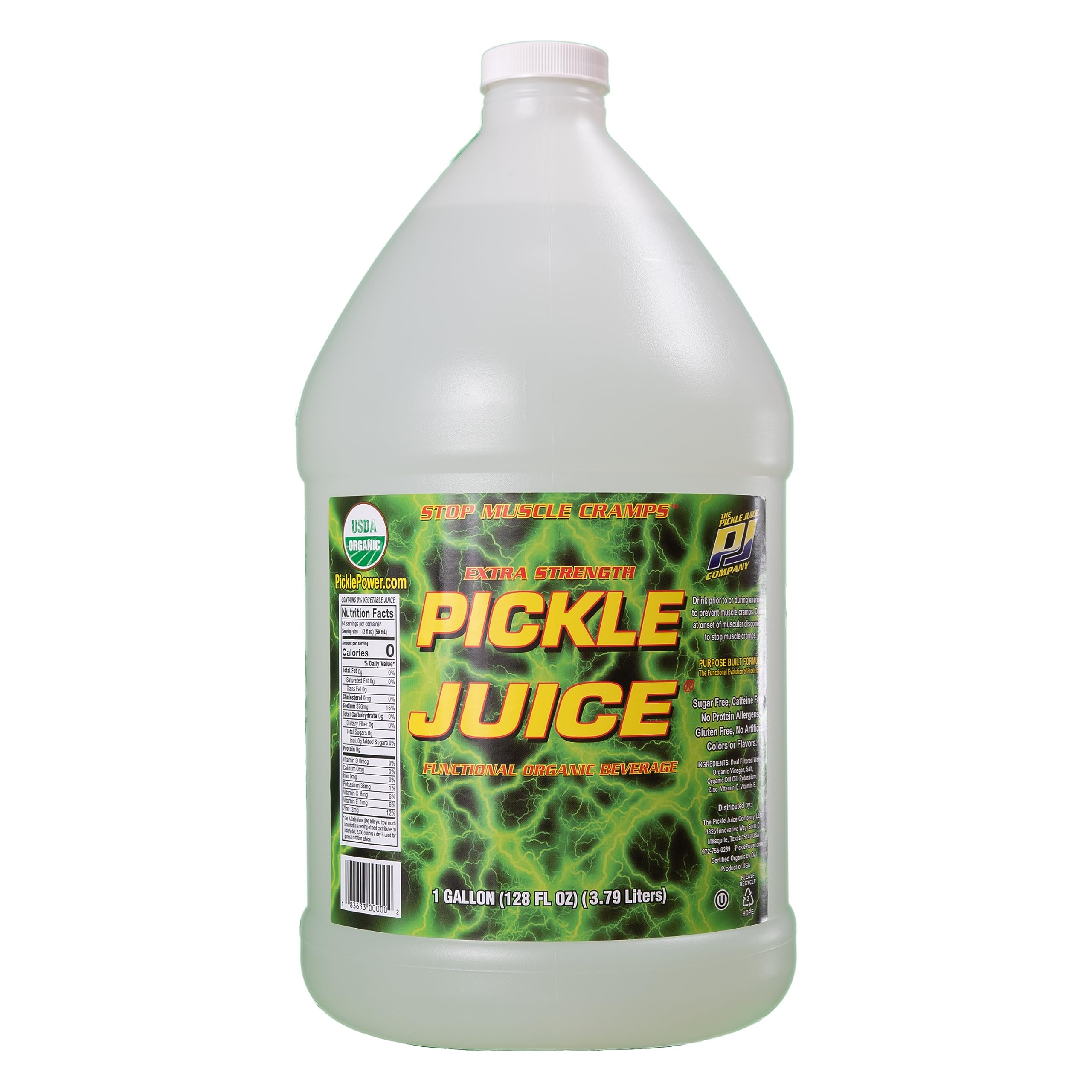 Pickle Juice Sports Drink 1 Gallon, Extra Strength - Relieves Cramps Immediately - Electrolyte Pickle Juice for Day & Night Time Cramp Relief - Bulk Pickle Juice for Leg Cramps - 1 Gallon