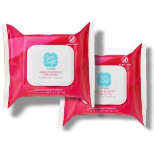 simply soft makeup remover wipes, premium facial cleansing towelettes, fragrance-free, hypoallergenic, ph balanced, 25 ct. (2 flip-top packs)