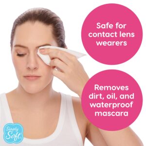 Simply Soft Makeup Remover Wipes, Premium Facial Cleansing Towelettes, Fragrance-Free, Hypoallergenic, pH Balanced, 25 ct. (2 Flip-top Packs)