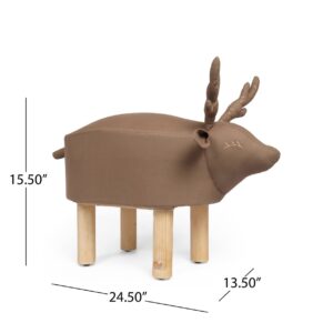 Christopher Knight Home Rivera Contemporary Kids Deer Ottoman, Brown, Brown, Natural