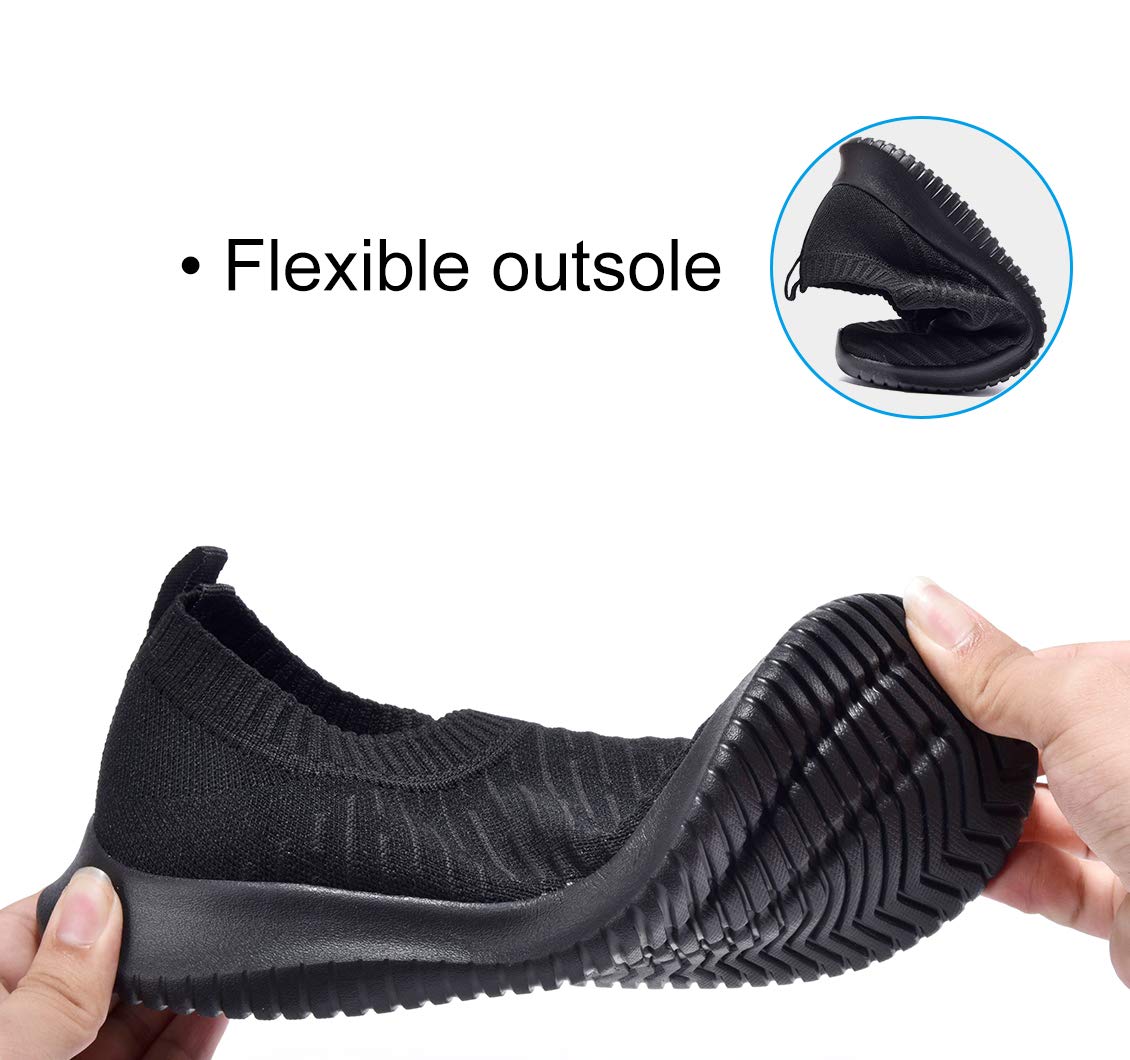 MAIITRIP Slip on Sneakers for Women Black Walking Non Slip Shoes Casual Light Comfort Ladies Tennis Nursing Athletic Fall Shoes,Size 8