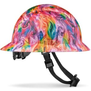 acerpal full brim non-vented psychedelic art design matte finish osha hard hat with 6 point suspension