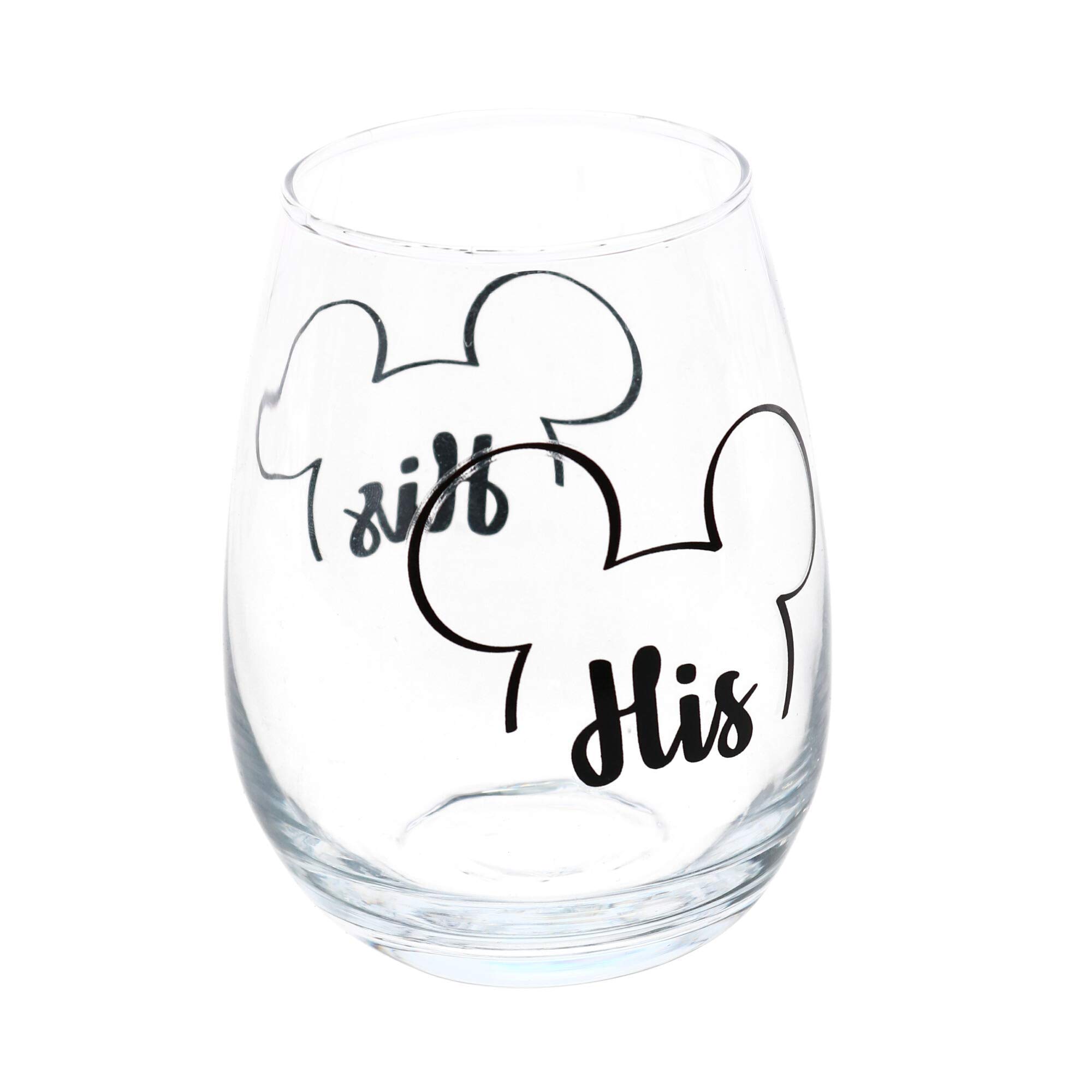 Disney Mickey & Minnie His and Hers Outline Stemless Glass, Set of 2