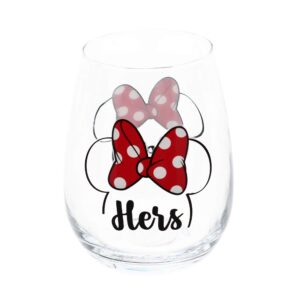 Disney Mickey & Minnie His and Hers Outline Stemless Glass, Set of 2