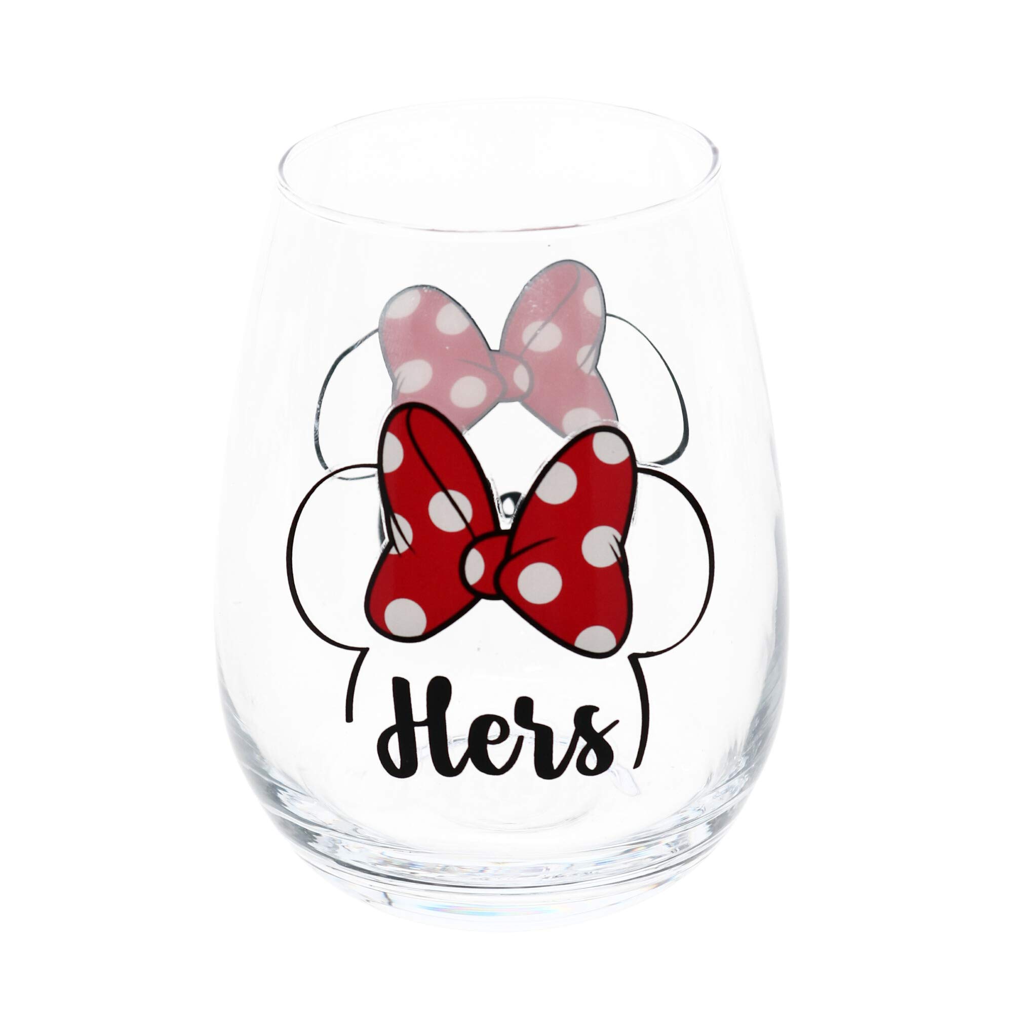 Disney Mickey & Minnie His and Hers Outline Stemless Glass, Set of 2