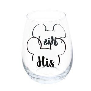 Disney Mickey & Minnie His and Hers Outline Stemless Glass, Set of 2