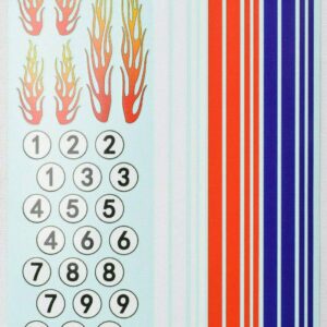 VRC Hobbies 1/24 Model Car Waterslide Decal Sheet W/Flames, Numbers & Stripes #5050