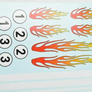 VRC Hobbies 1/24 Model Car Waterslide Decal Sheet W/Flames, Numbers & Stripes #5050