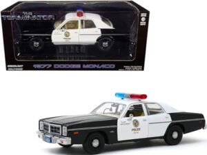 1977 dodge monaco metropolitan police black and white the terminator (1984) movie 1/24 diecast model car by greenlight 84101,unisex adult