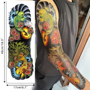 Aresvns Full Arm Temporary Tattoos for Men and Women (L19“xW7”),Temporary Tattoo Waterproof Sleeve Tattoo Last Long,Japanese Fake tattoos for adults Christmas Gift