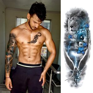 Aresvns Full Arm Temporary Tattoos for Men and Women (L19“xW7”),Temporary Tattoo Waterproof Sleeve Tattoo Last Long,Japanese Fake tattoos for adults Christmas Gift