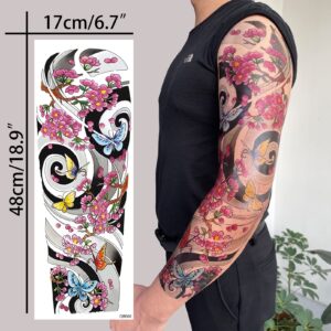 Aresvns Full Arm Temporary Tattoos for Men and Women (L19“xW7”),Temporary Tattoo Waterproof Sleeve Tattoo Last Long,Japanese Fake tattoos for adults Christmas Gift