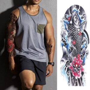 Aresvns Full Arm Temporary Tattoos for Men and Women (L19“xW7”),Temporary Tattoo Waterproof Sleeve Tattoo Last Long,Japanese Fake tattoos for adults Christmas Gift