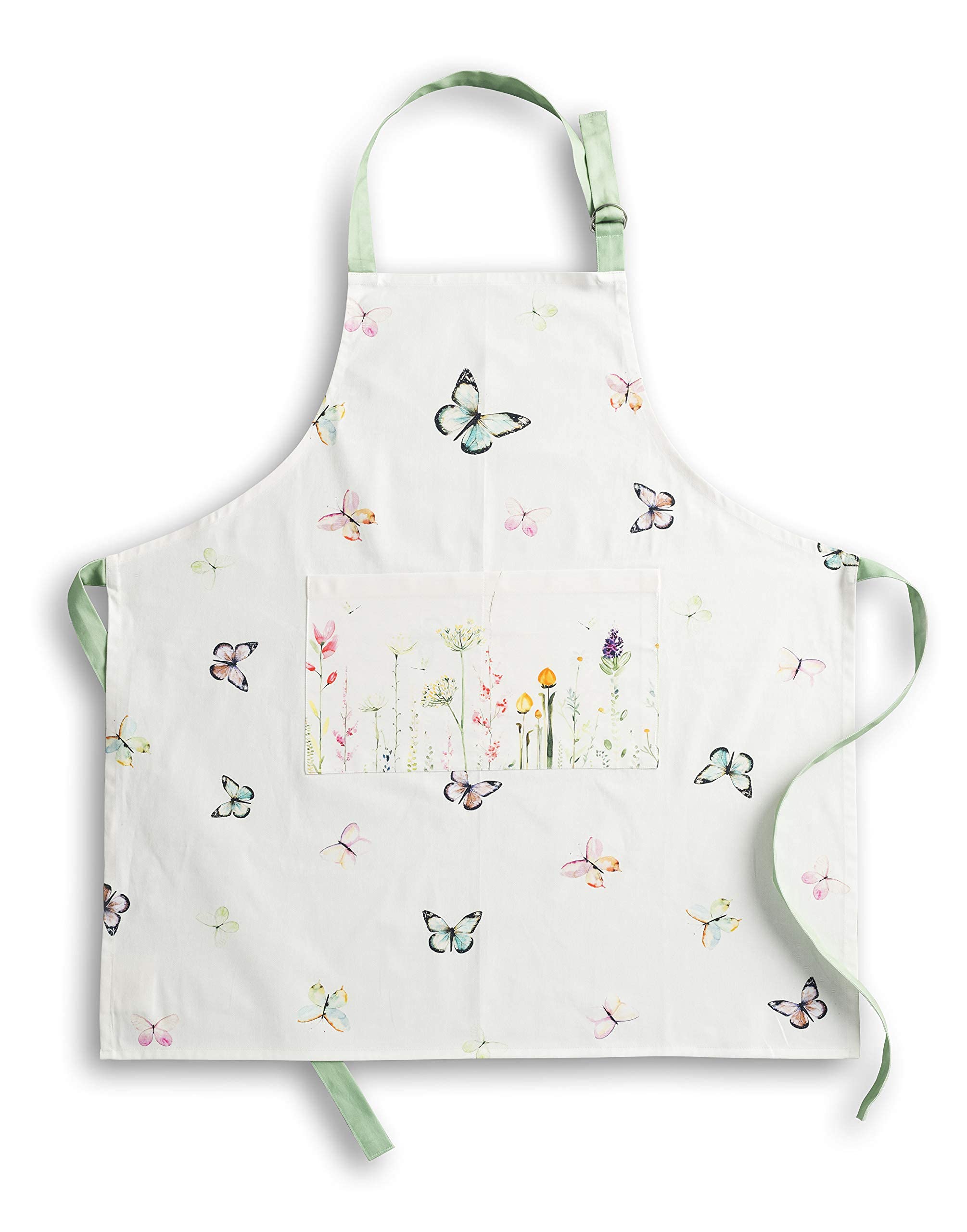 Maison d' Hermine Botanical Fresh Bundle Set 100% Cotton Apron (27.50" by 31.50") Set of 3 Kitchen Towels (20" by 27.5") and Oven Mitt (7.5" by 13")/Pot Holder (8" by 8")