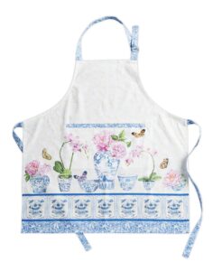 maison d' hermine canton bundle set 100% cotton apron (27.50 inch by 31.50 inch) set of 3 kitchen towels (20 inch by 27.5 inch) and oven mitt (7.5 inch by 13 inch)/pot holder (8 inch by 8 inch)