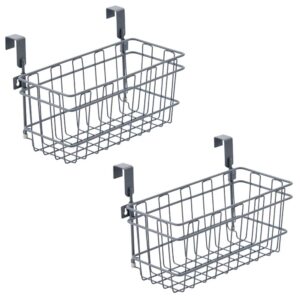 ezoware over the cabinet door hanging organizer holder, wall mountable deep metal storage basket for household kitchen bathroom pantry items (pack of 2, small)
