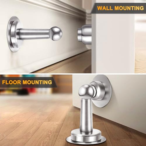 COCIVIVRE Door Stopper 6 Pack, Magnetic Door Stop Stainless Steel, with Double-Sided Adhesive Tape for Wall and Floor Mounting Hold Your Door Open